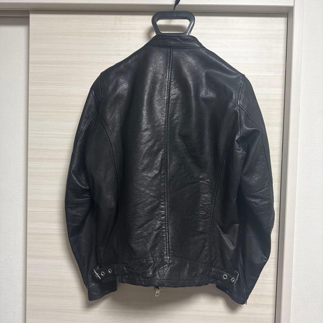 ナノユニバース　黒レザーダブルライダースジャケット