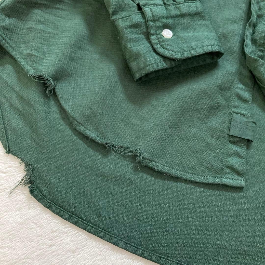 【完売品】フランクアンドアイリーン ストーンウォッシュ ダメージシャツ 緑♡
