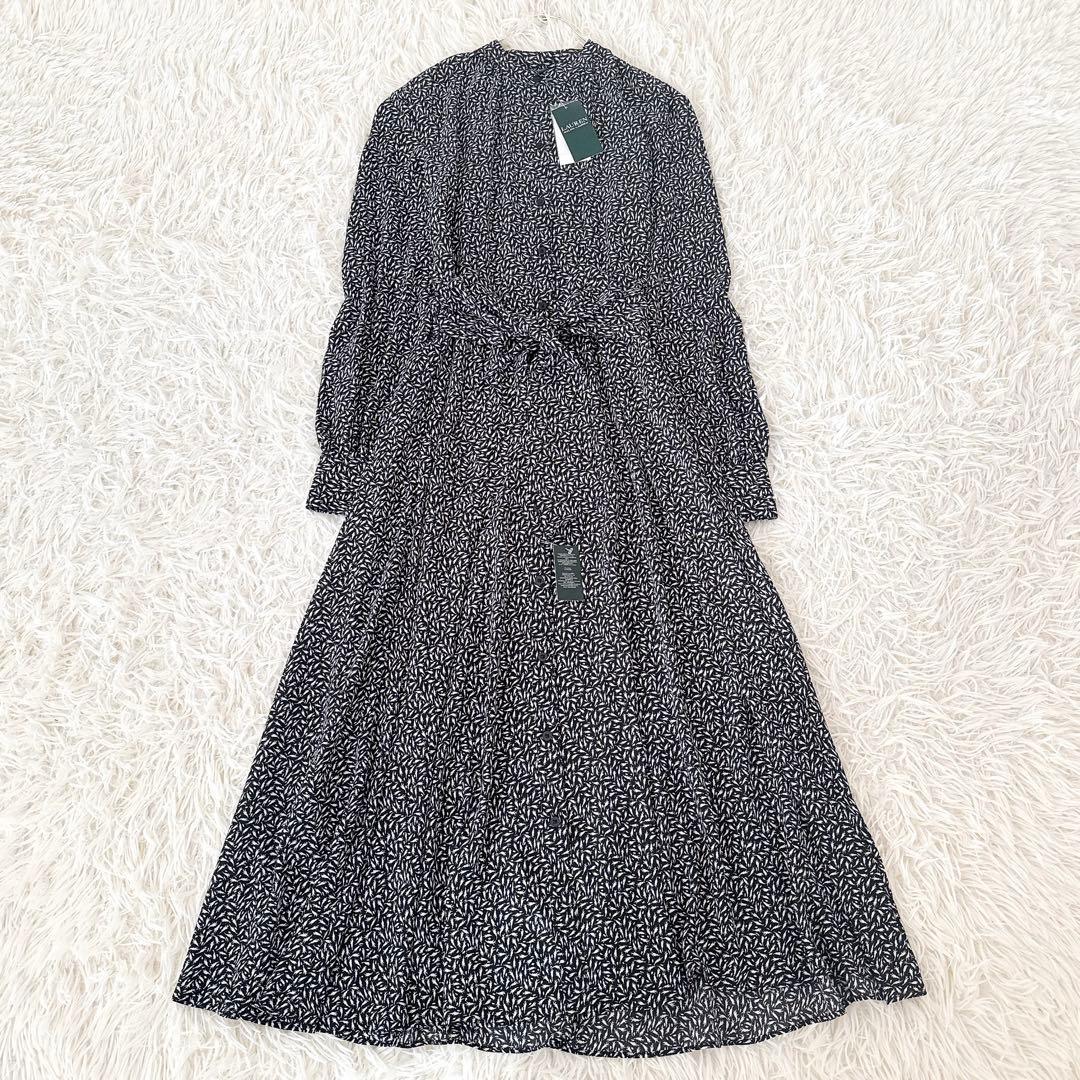 未使用タグ付 サイズ6✨ローレンラルフローレン総柄 シャツワンピース ベルト