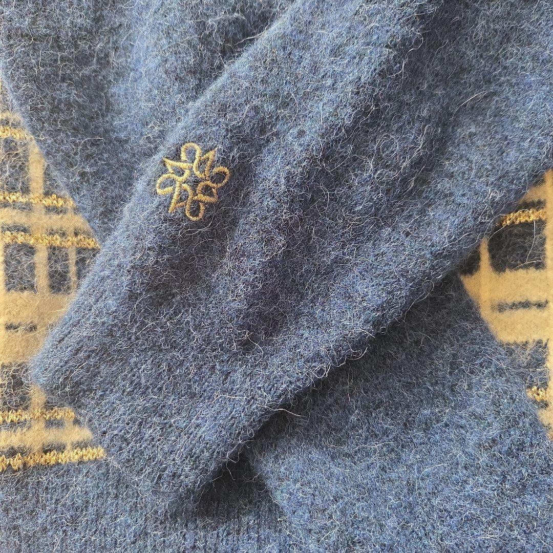 ST ANDREWS 青 チェック柄 長袖セーター