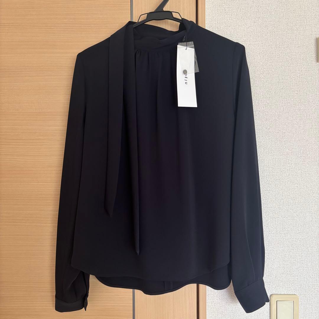 新品☆SOEJUソージュ ツィーディージャガードジレ サテンバックリボンブラウス