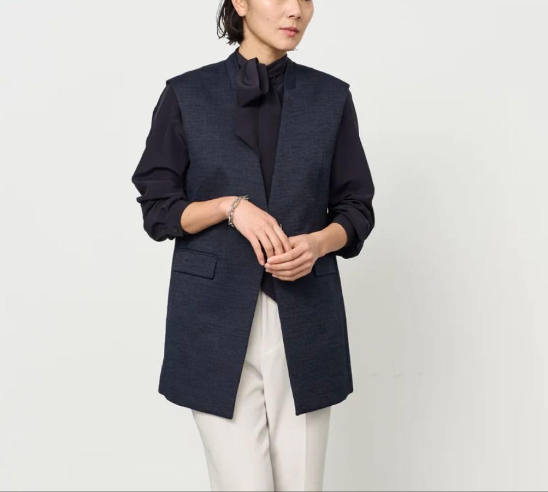 新品☆SOEJUソージュ ツィーディージャガードジレ サテンバックリボンブラウス