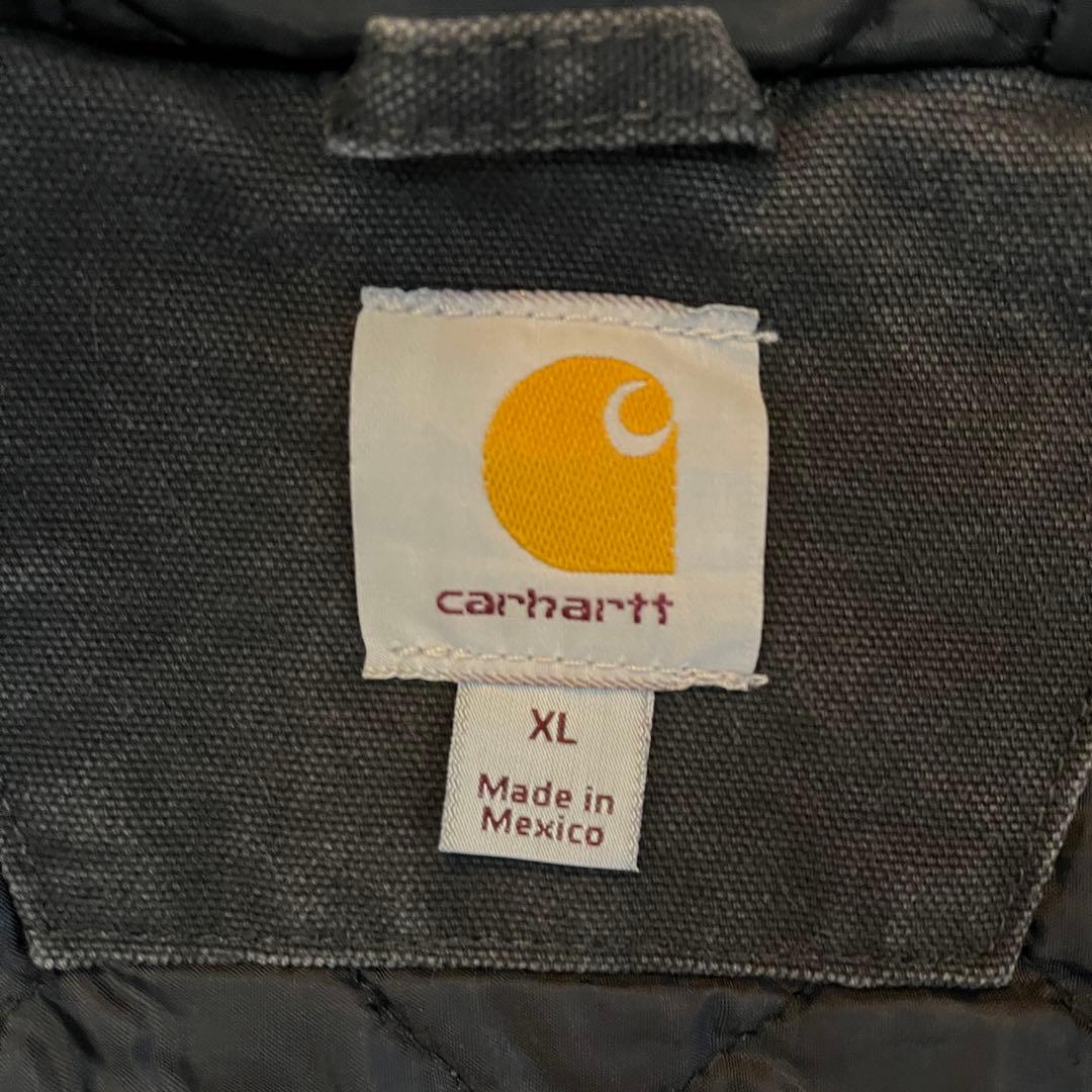 【p9】00s Carhartt ダックフーデッドベスト ブラック メキシコ製
