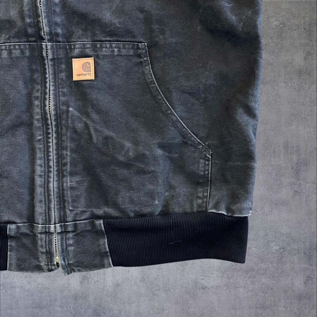 【p9】00s Carhartt ダックフーデッドベスト ブラック メキシコ製