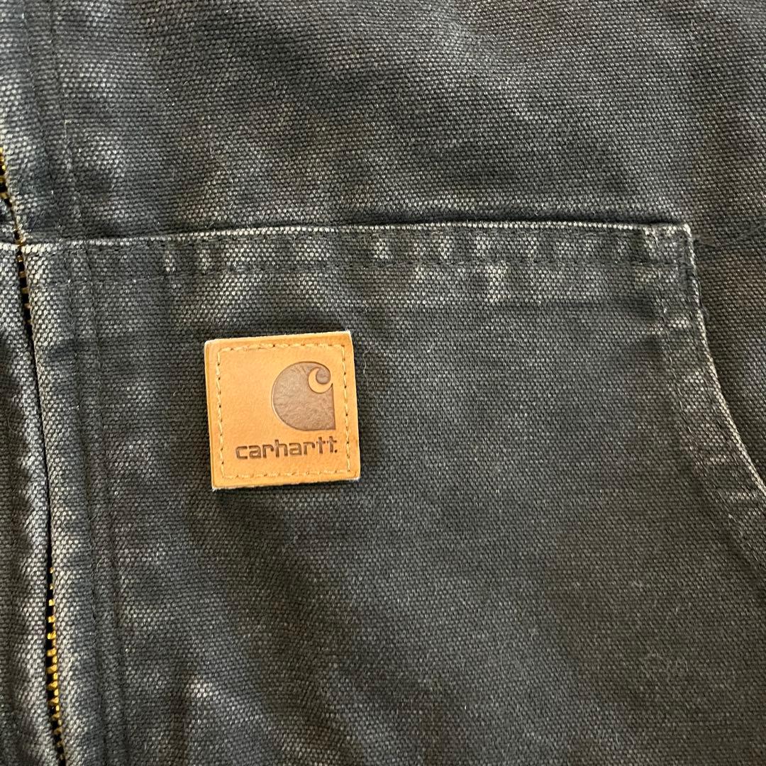 【p9】00s Carhartt ダックフーデッドベスト ブラック メキシコ製
