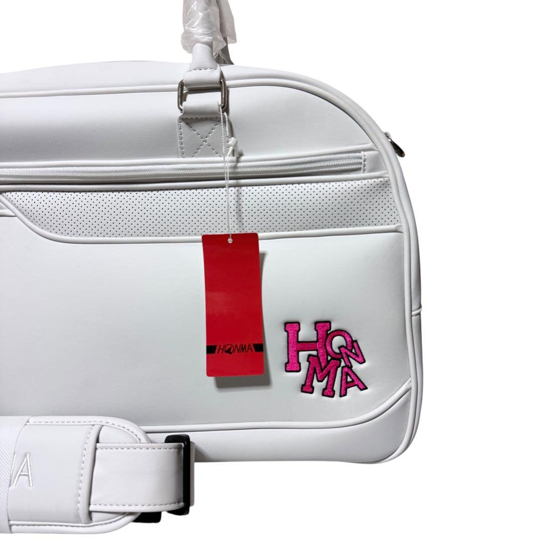 【新品】本間ゴルフ ボストンバッグ ダンシングロゴ ホワイト×ピンク HONMA
