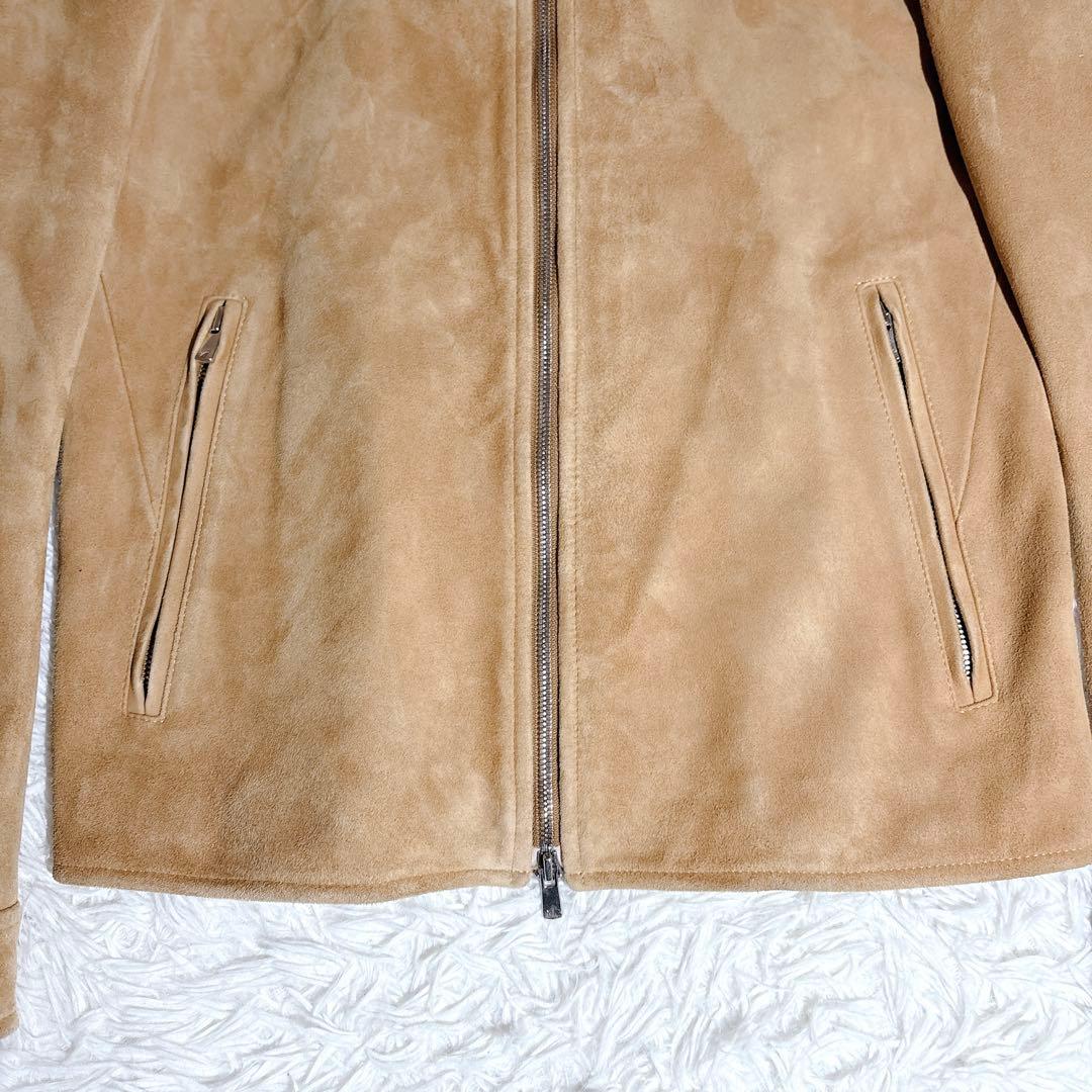 ABAHOUSE ゴート スエード ノーカラー レザージャケット 2 キャメル