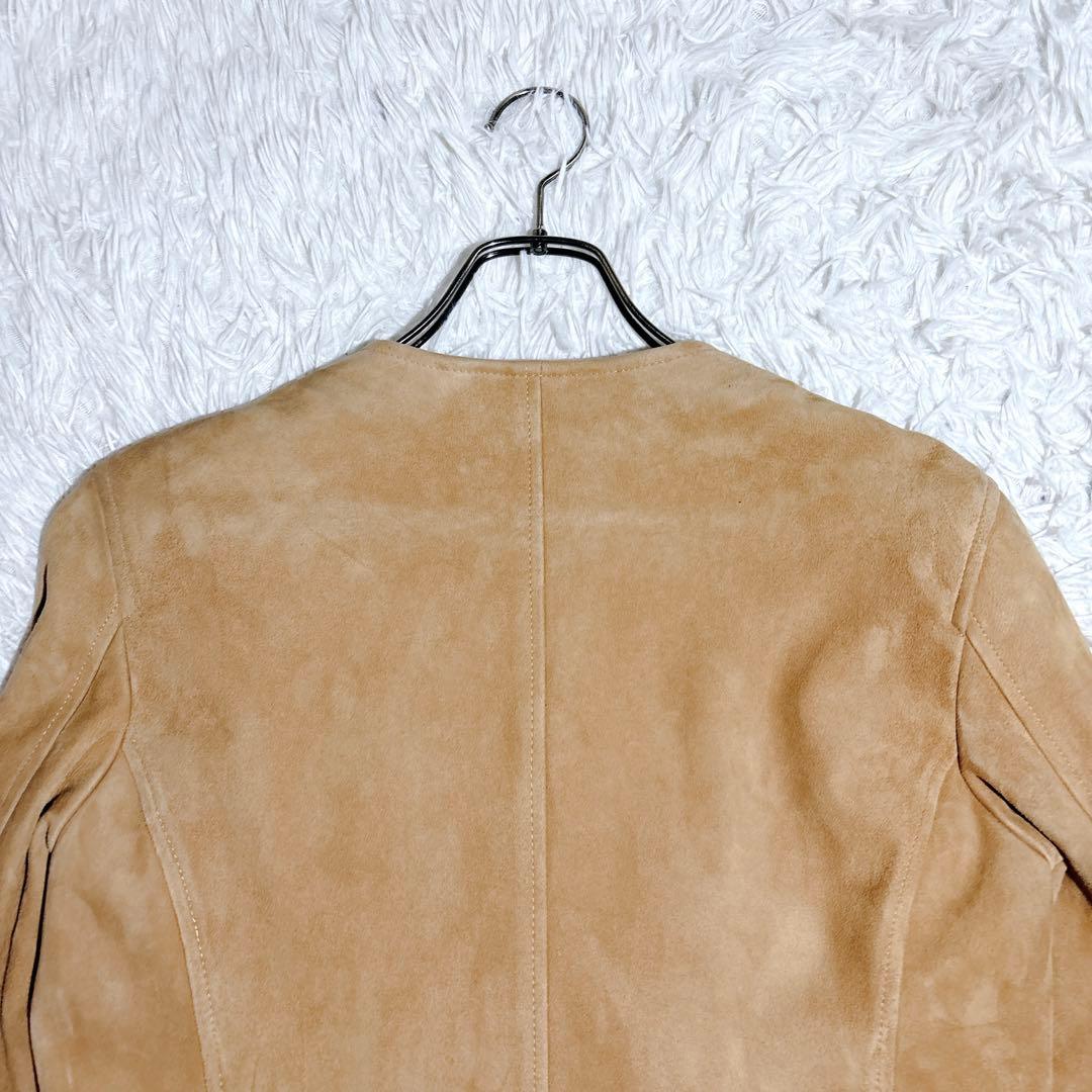 ABAHOUSE ゴート スエード ノーカラー レザージャケット 2 キャメル