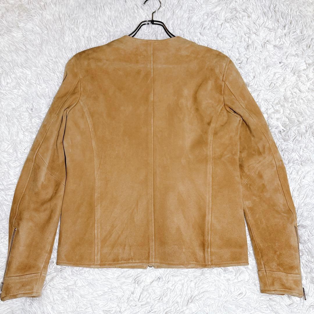 ABAHOUSE ゴート スエード ノーカラー レザージャケット 2 キャメル