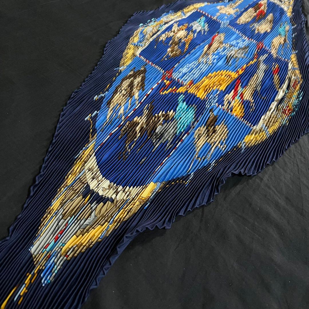 極美品 エルメス カレ90 プリーツ スカーフ シャンティイ城馬の博物館 箱説付