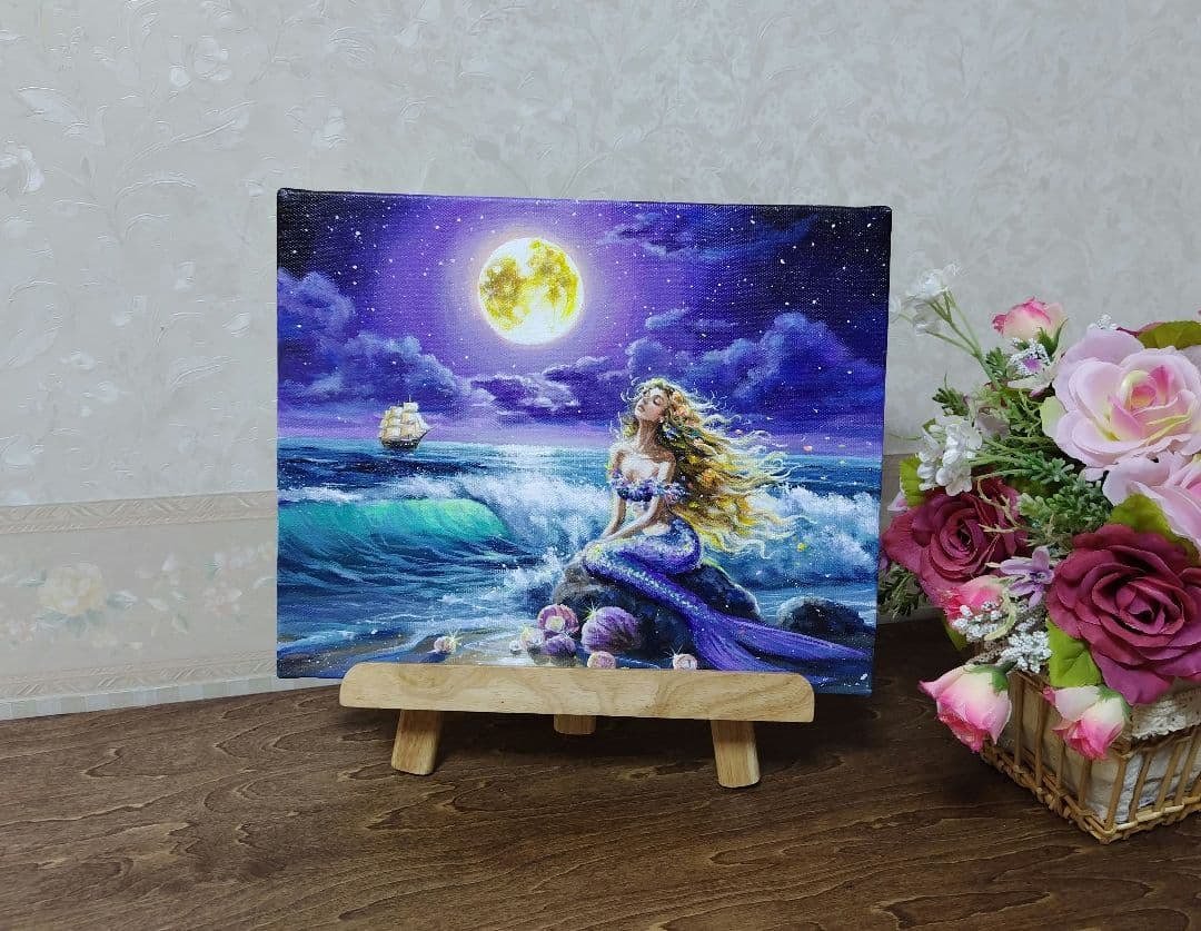 m*n様 【月光を浴びて】アクリル画 F3 風景画 絵画