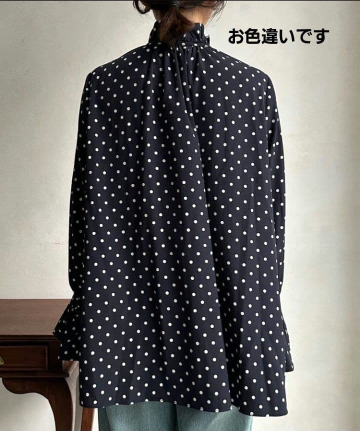DOUDOU　ドットフリルブラウス