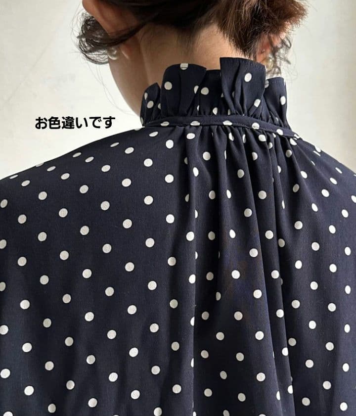 DOUDOU　ドットフリルブラウス