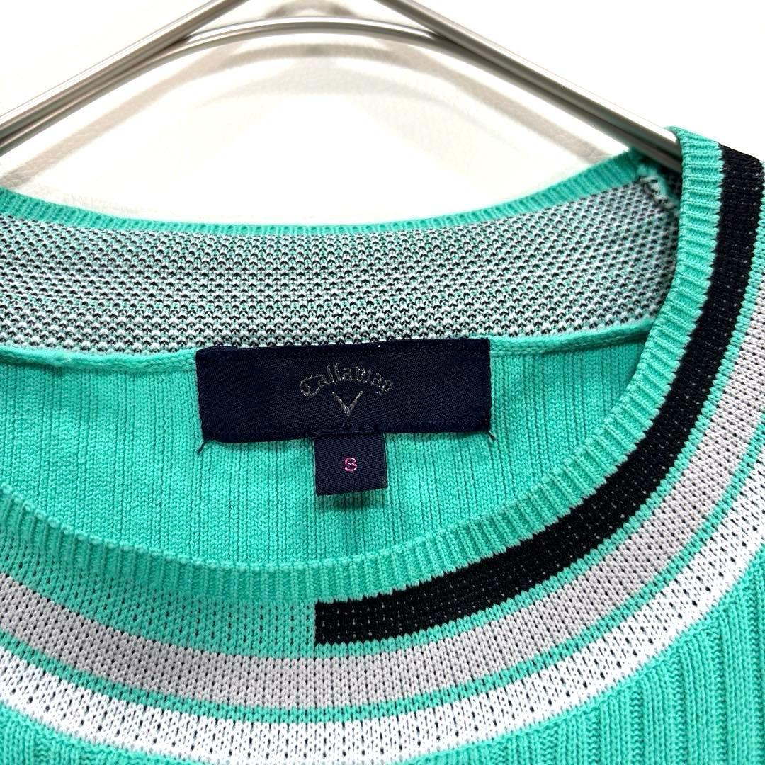 キャロウェイ　S 半袖ニット　ゴルフ　レディース　グリーン　クルーネック　春秋