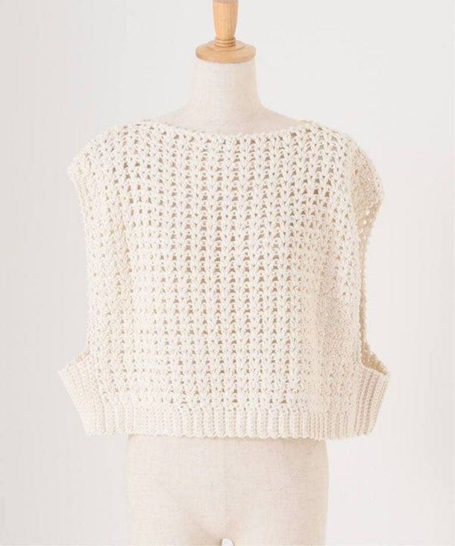 美品★MAYDI /マイディ CROP VEST ハンドニットベスト ナチュラル