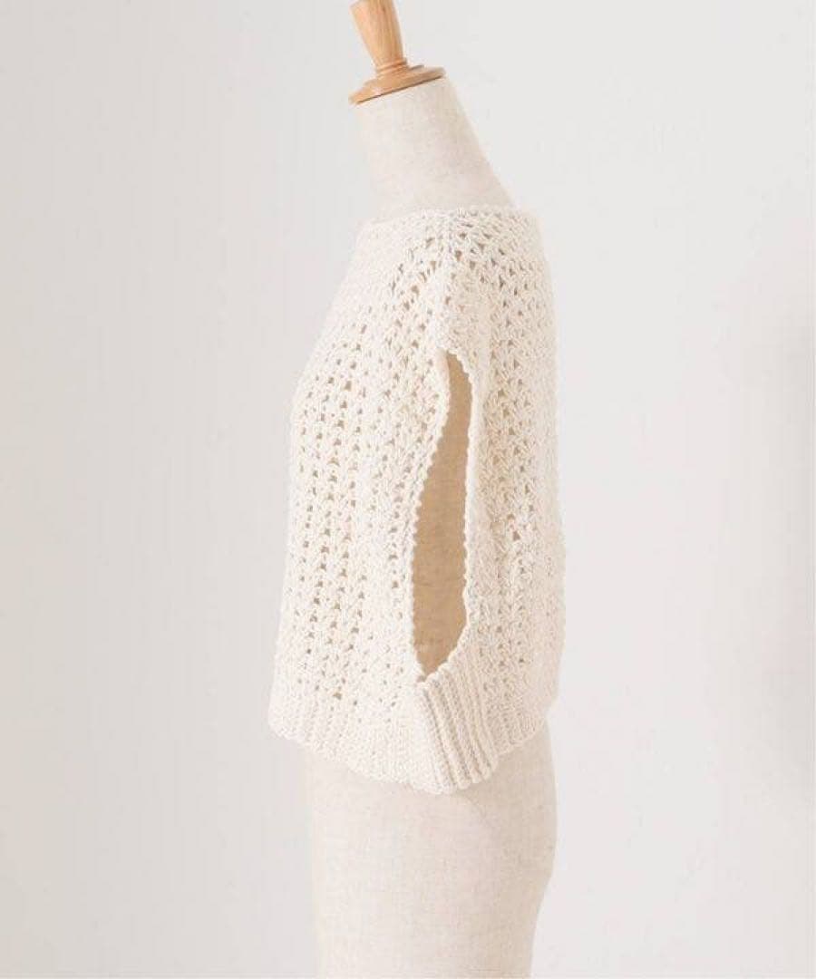 美品★MAYDI /マイディ CROP VEST ハンドニットベスト ナチュラル
