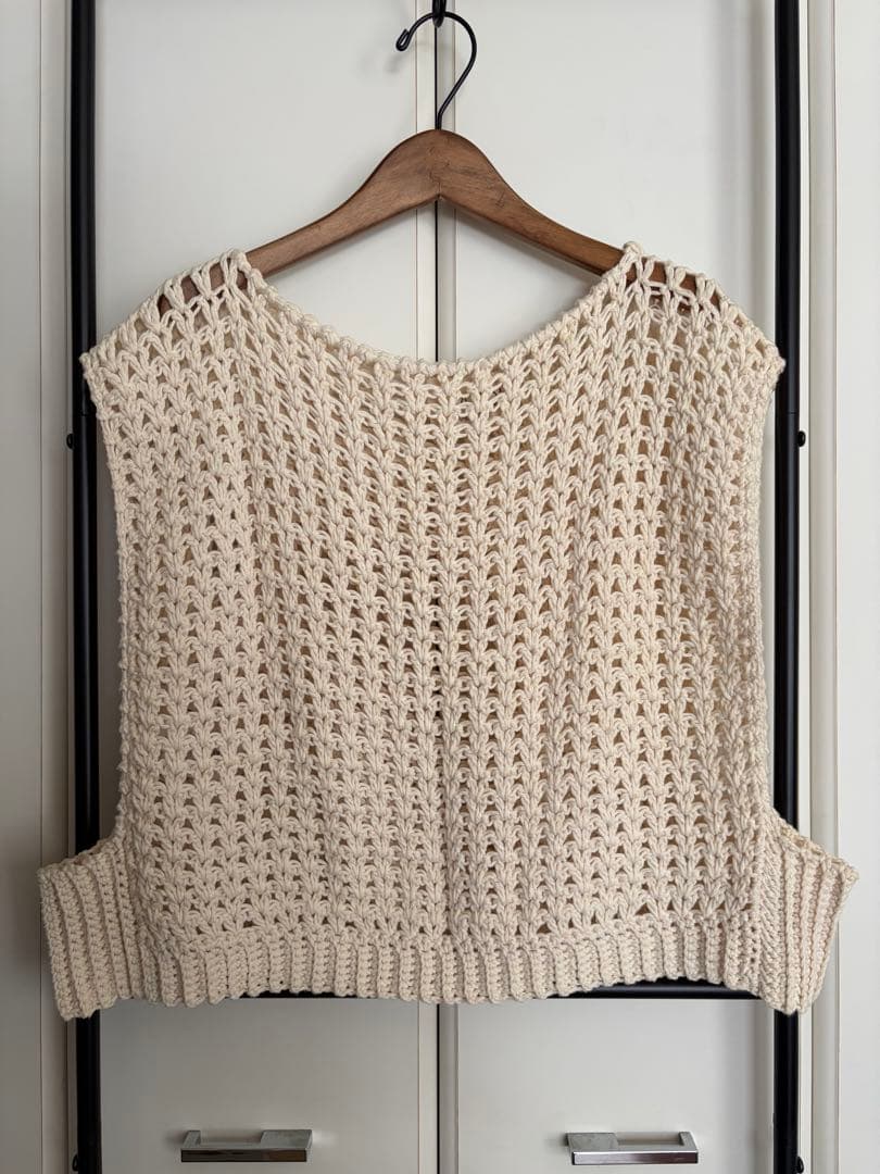 美品★MAYDI /マイディ CROP VEST ハンドニットベスト ナチュラル