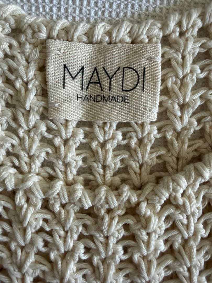 美品★MAYDI /マイディ CROP VEST ハンドニットベスト ナチュラル