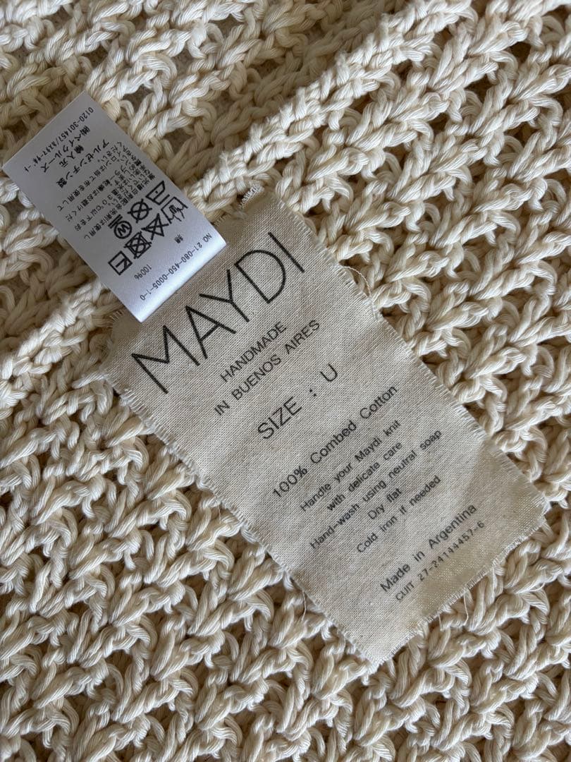 美品★MAYDI /マイディ CROP VEST ハンドニットベスト ナチュラル