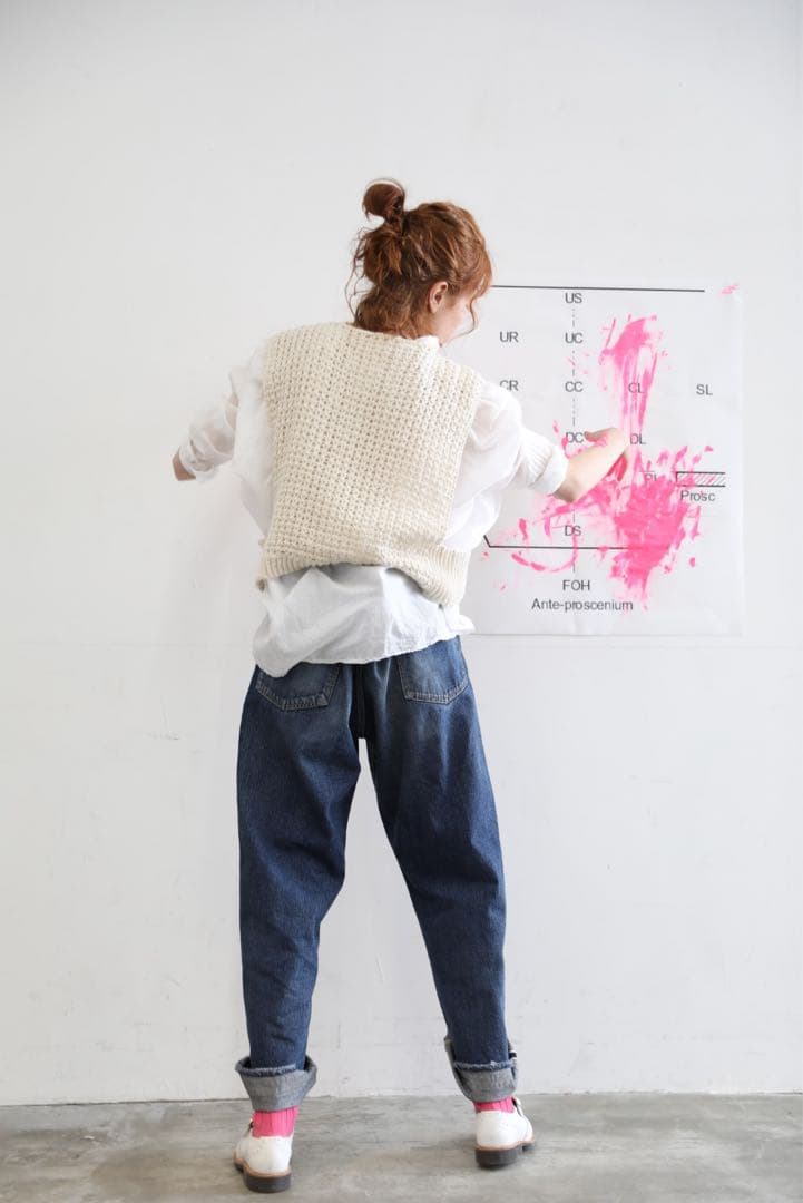 美品★MAYDI /マイディ CROP VEST ハンドニットベスト ナチュラル