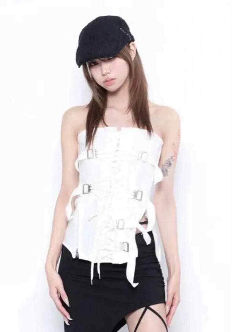 トップス theredthread s burlesque corset White