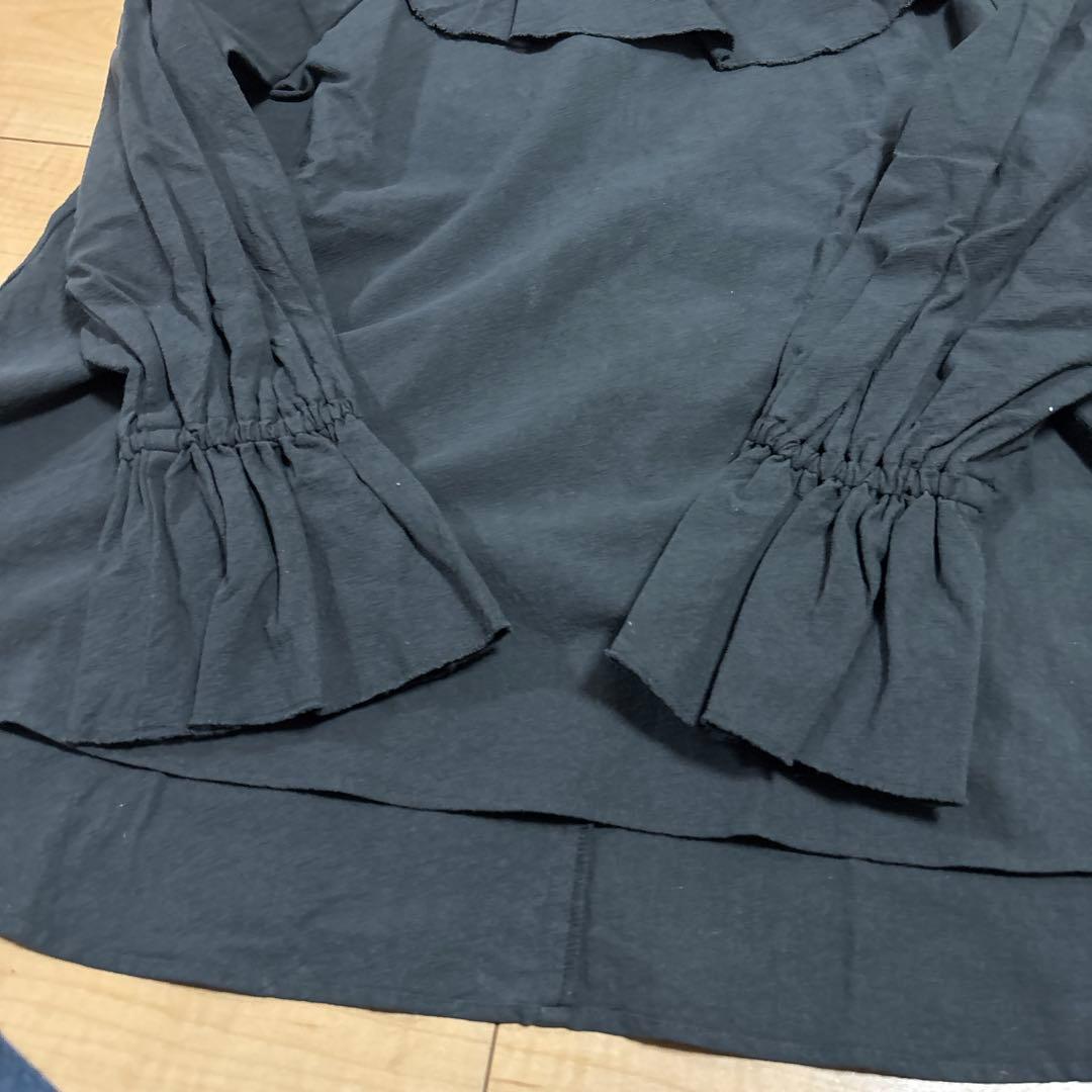 SALON adam et ropé バックリボンフリルカラーコットンブラウス