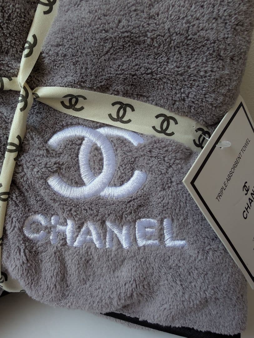 新品 CHANEL/シャネル バスタオル＆フェイスタオル 2枚セット グレー