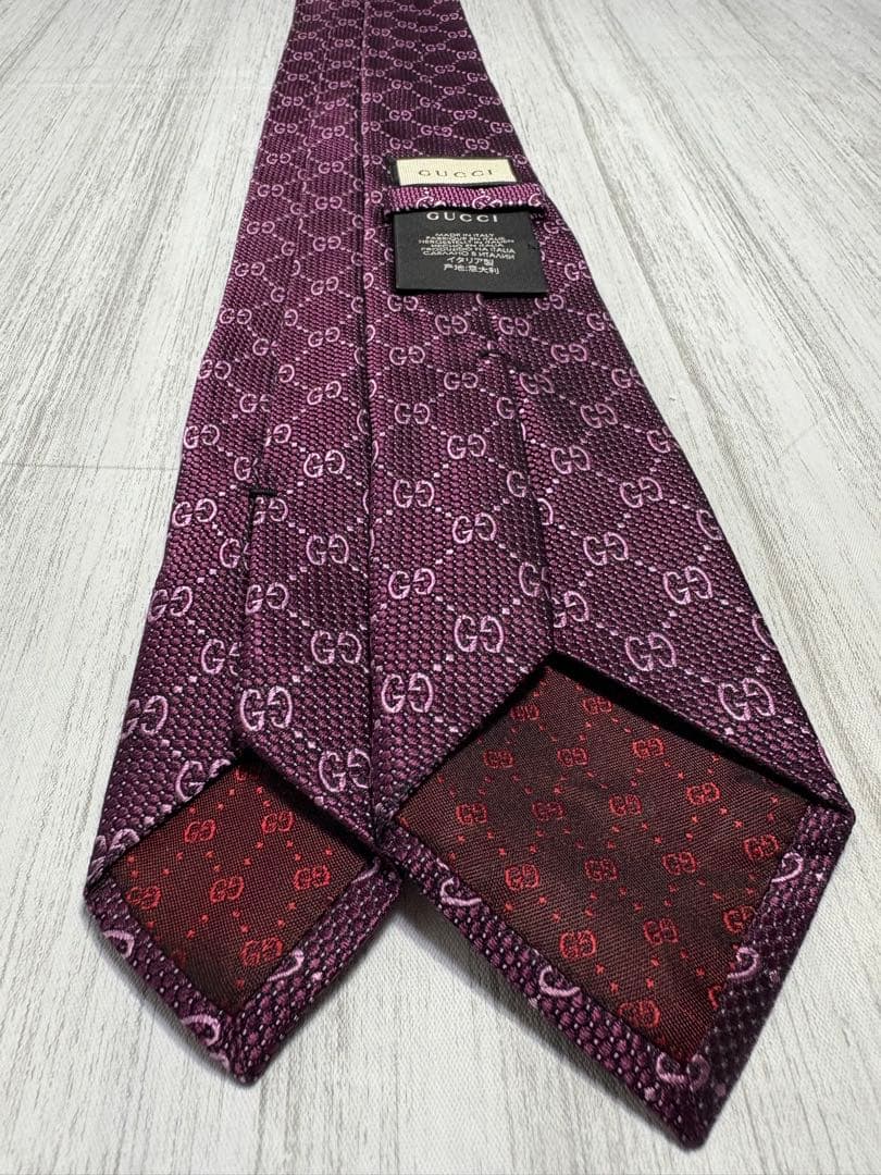 【良品】GUCCI グッチ ネクタイ GGパターン レッド