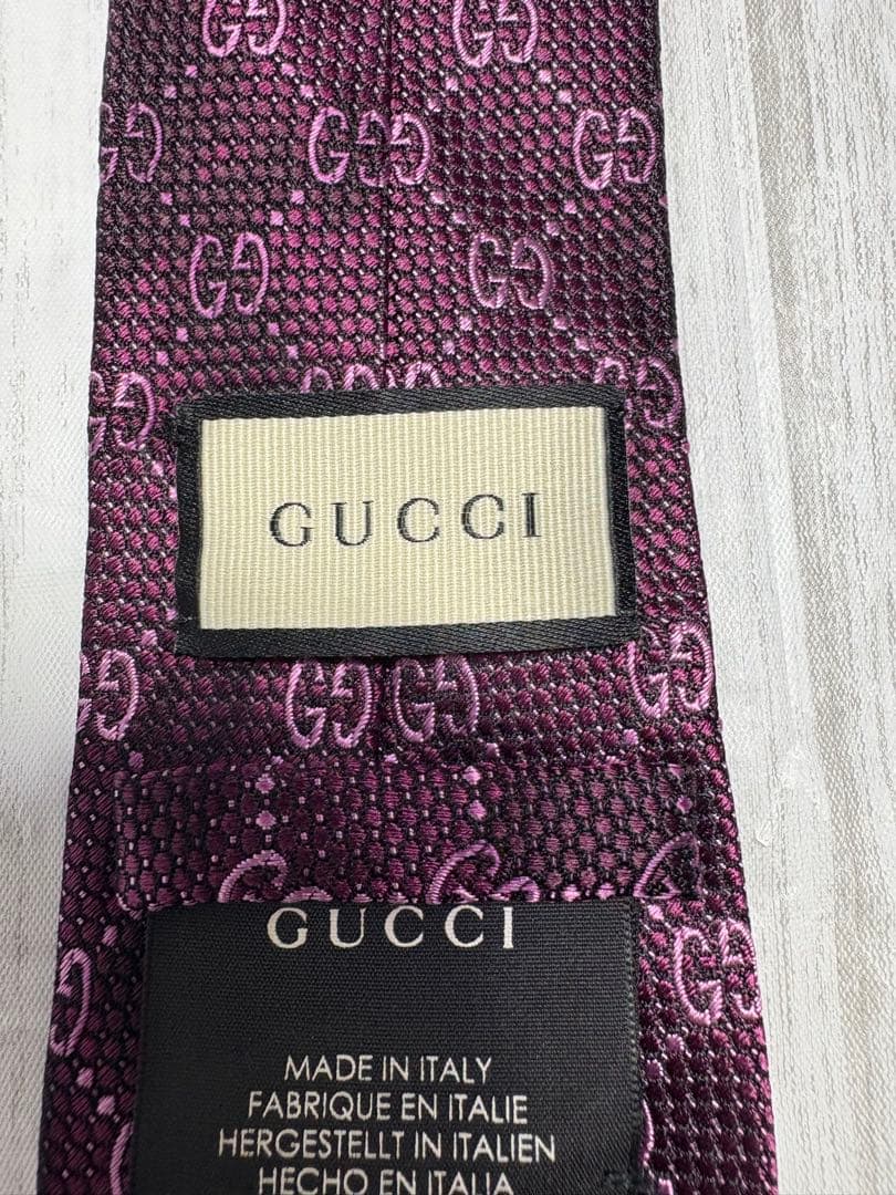 【良品】GUCCI グッチ ネクタイ GGパターン レッド