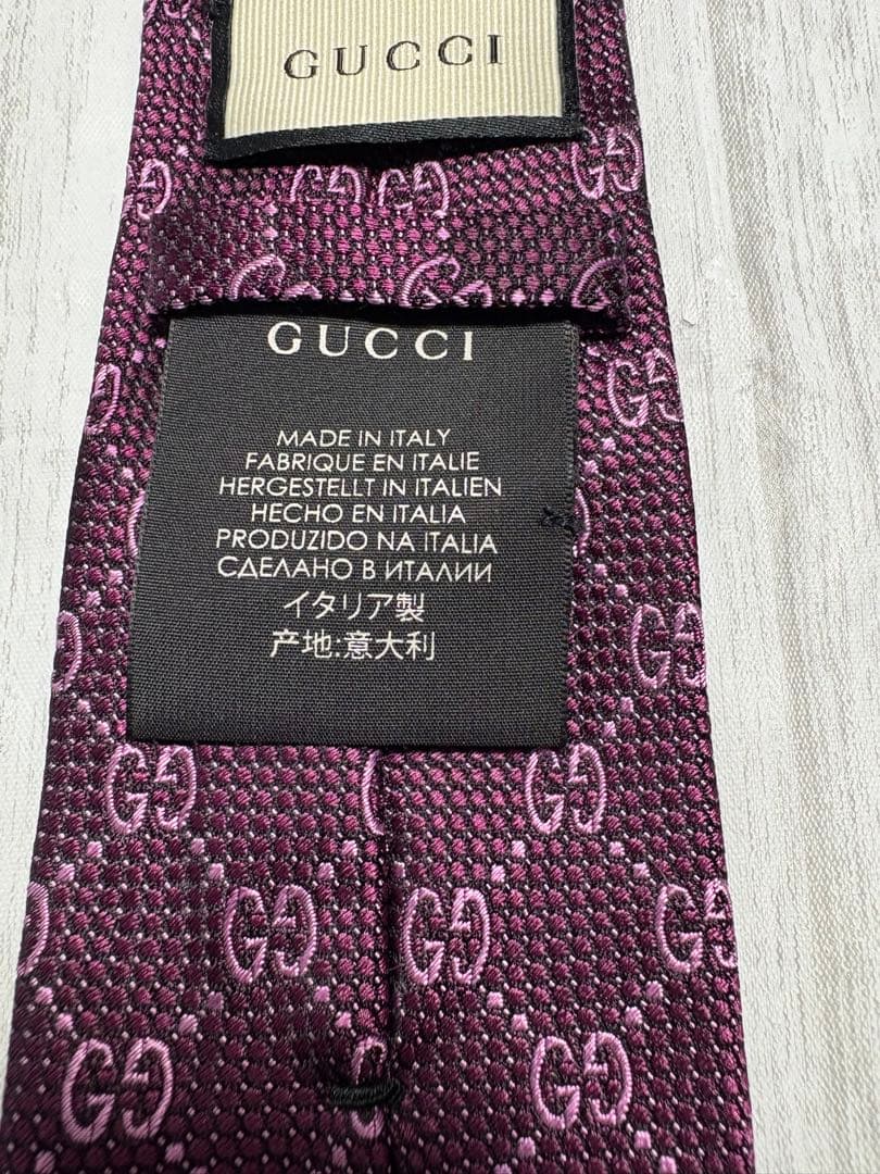 【良品】GUCCI グッチ ネクタイ GGパターン レッド