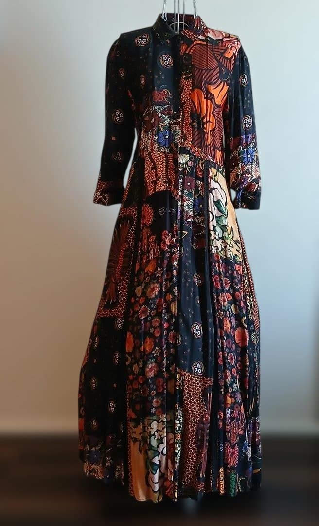 Desigual 花＆パッチワーク柄ワンピース L