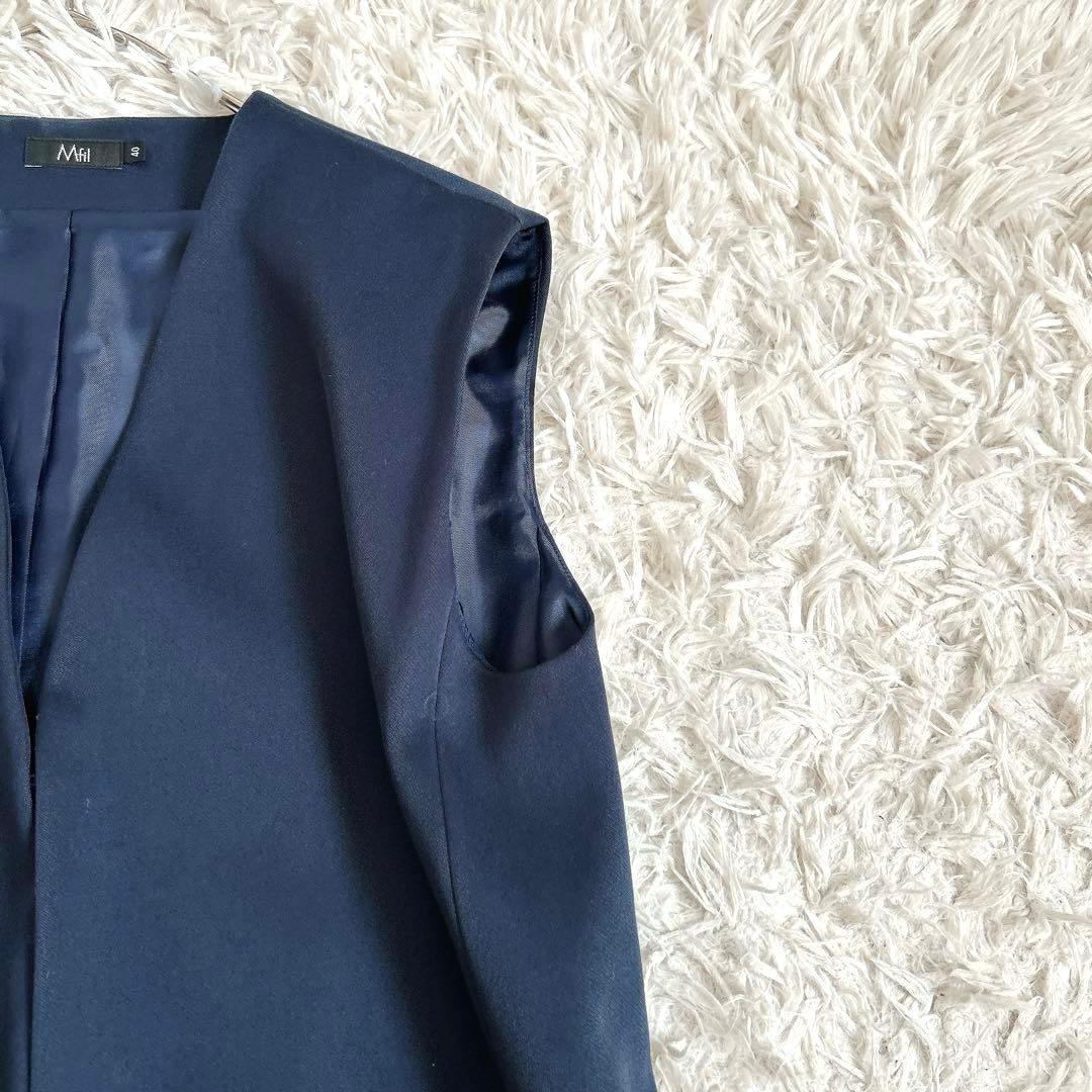 美品⁂エムフィル⁂ Ｖネック　ロングジレ　ネイビー　ミカコナカムラ　2023 L