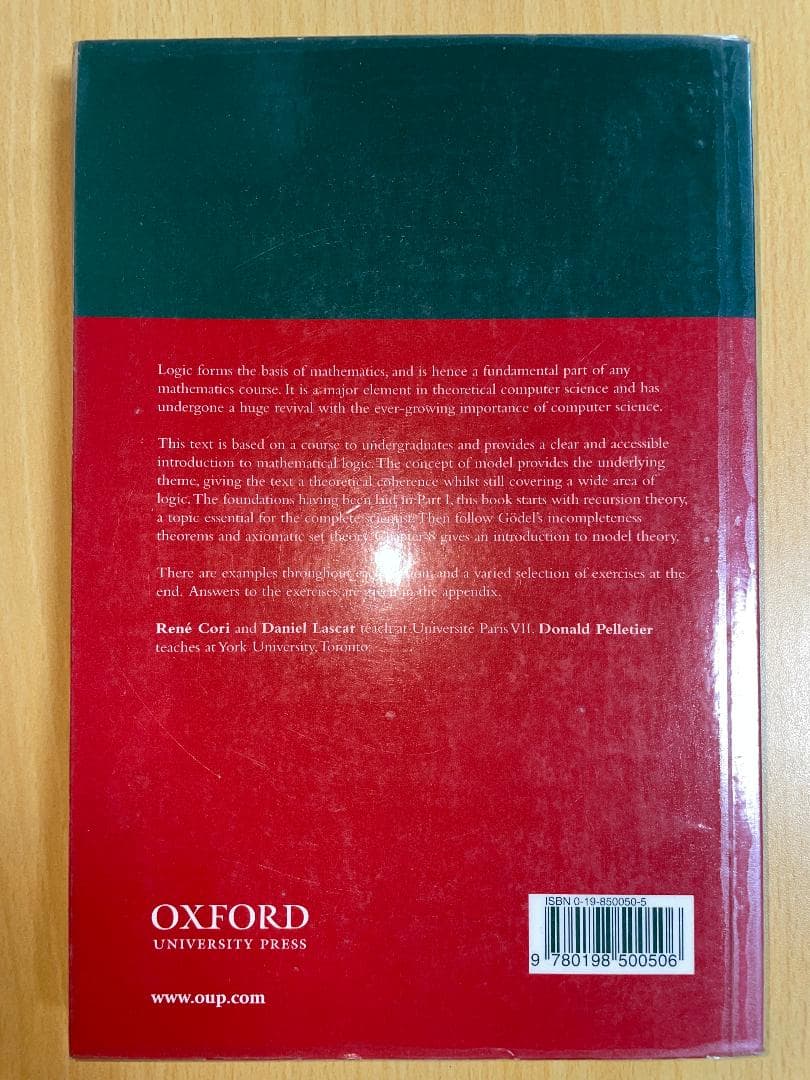 Mathematical Logic Vol.2 Cori&Lascar 洋書