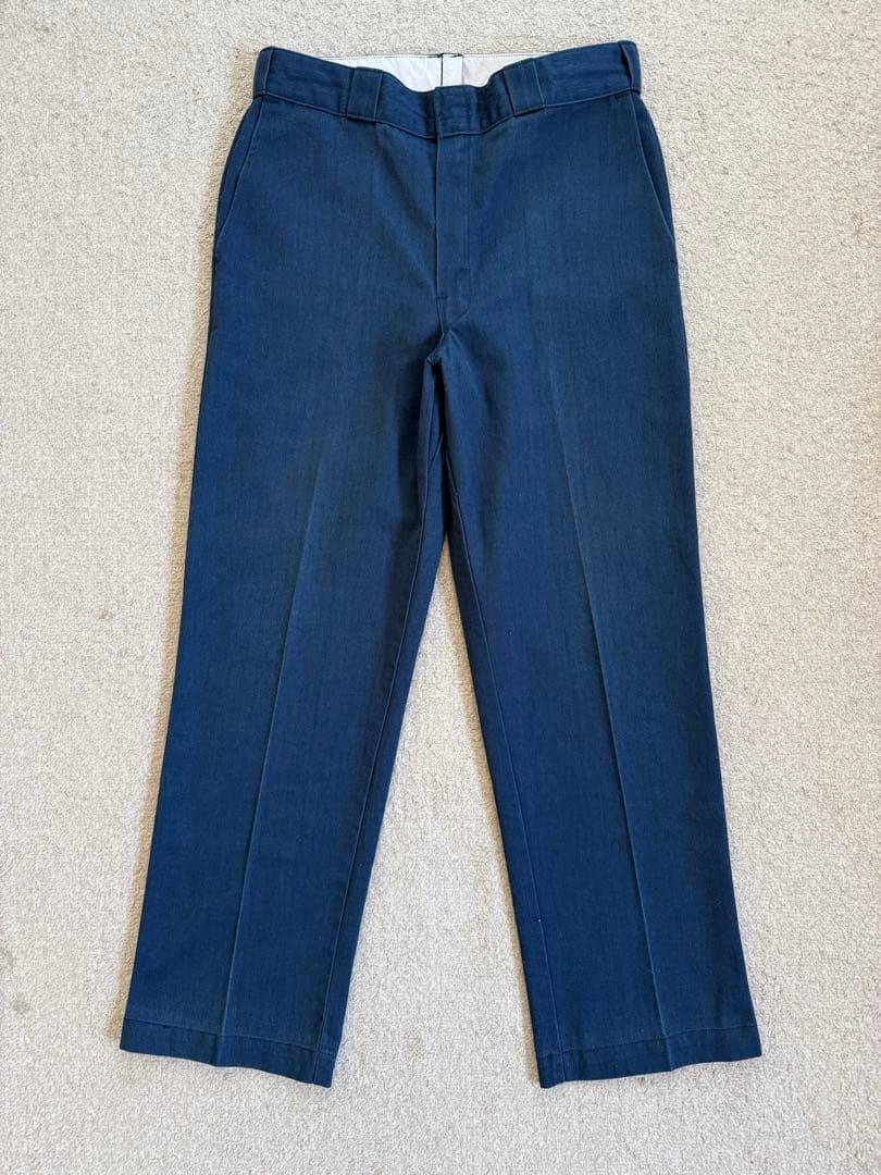 80s USA製 ディッキーズ ワークパンツ W34 L31 ネイビー チビタグ