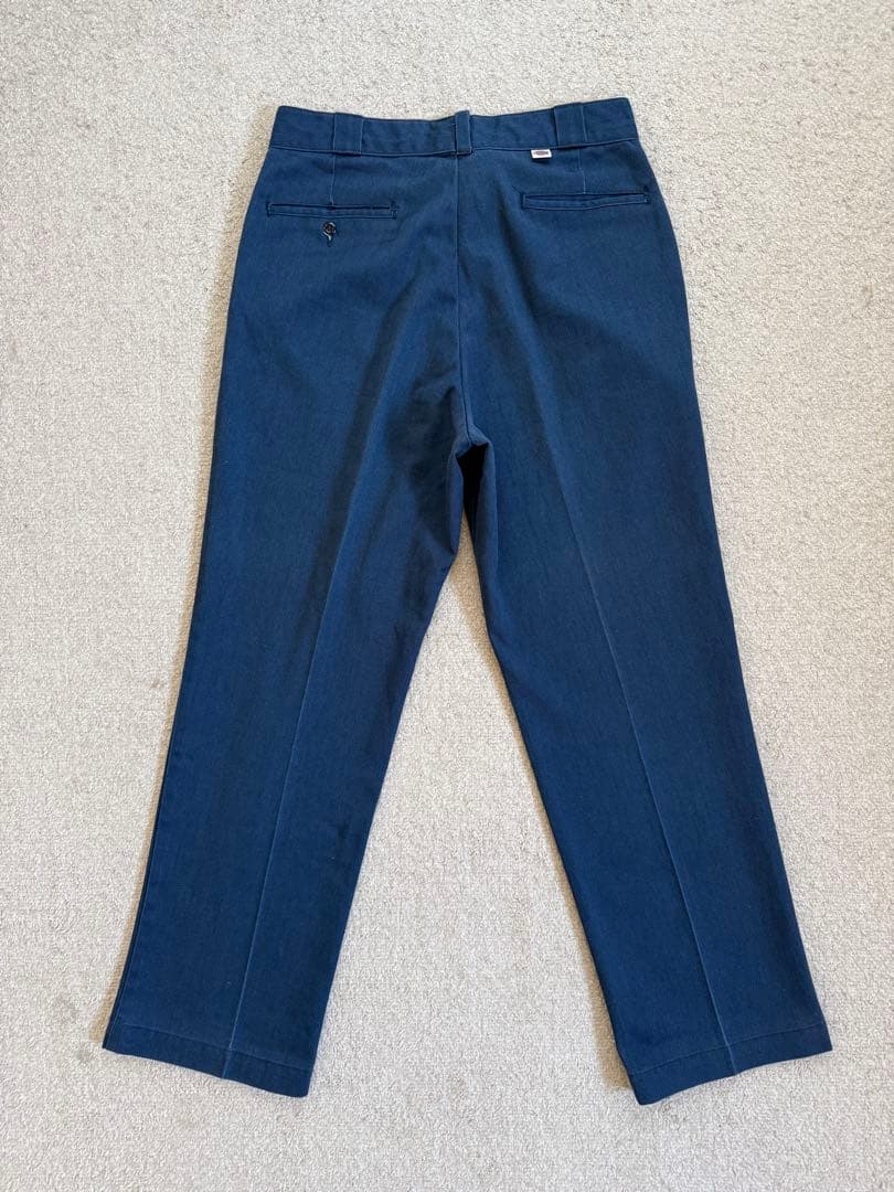 80s USA製 ディッキーズ ワークパンツ W34 L31 ネイビー チビタグ