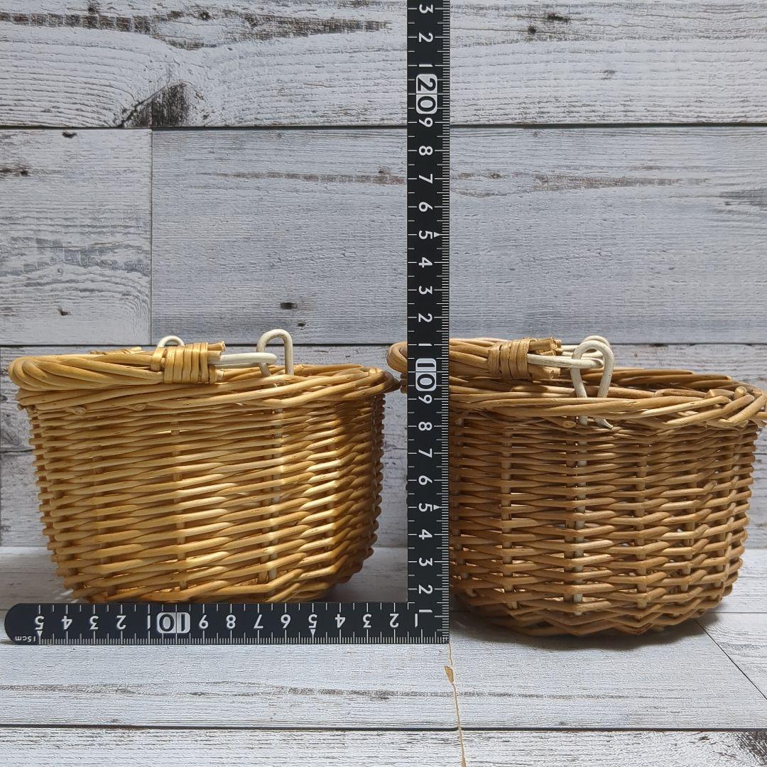 ❁専用❁籐製バスケット ラタン 持ち手付きかご 2個セット×2種類(計4個)