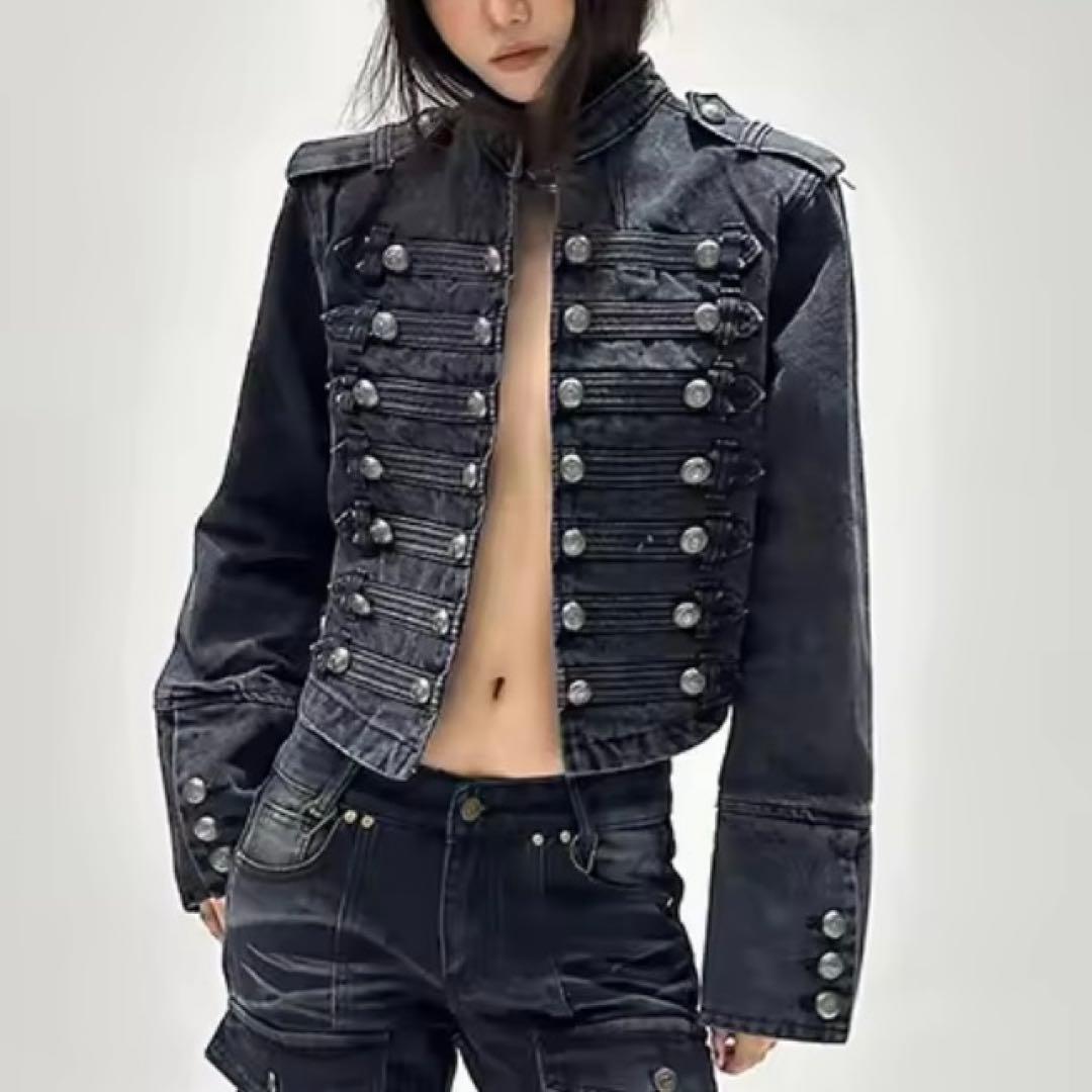 短丈&袖長ナポレオンデニムミリタリージャケット