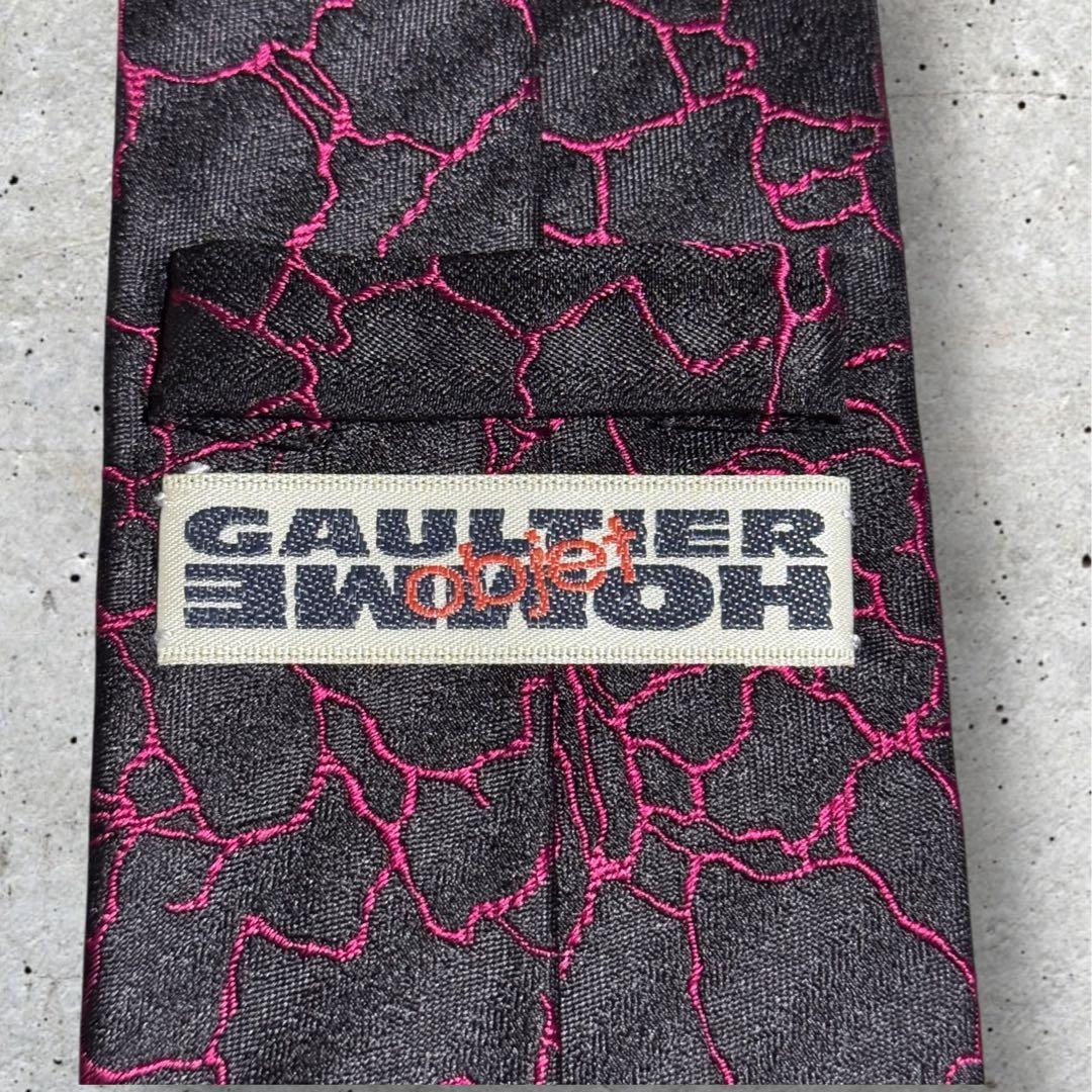 希少✨Jean Paul Gaultier ネクタイ 総柄 ブラック×パープル