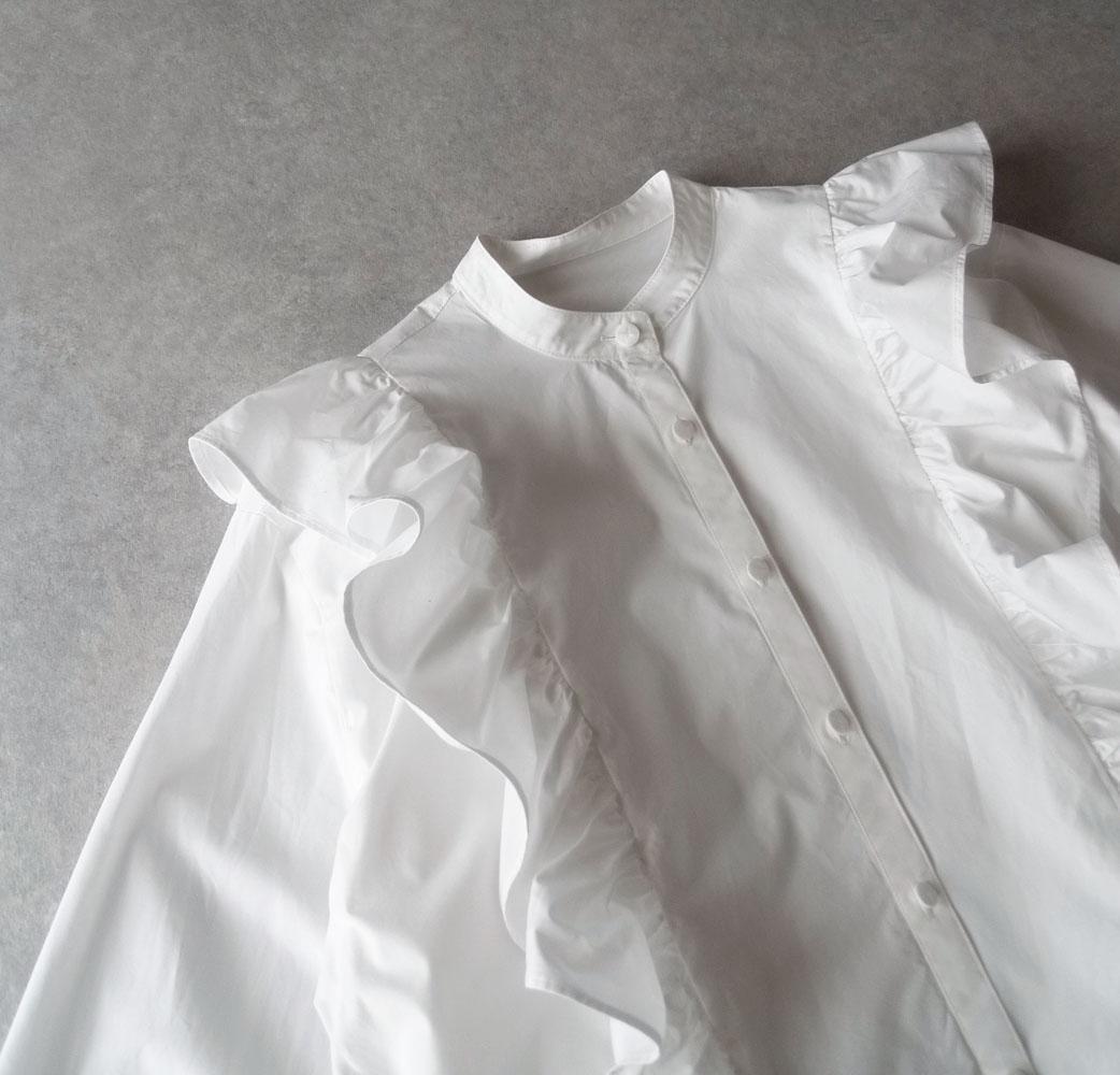 美品 ヘリンドットサイ 1,8万円 フリルブラウス ホワイト HeRIN.CYE