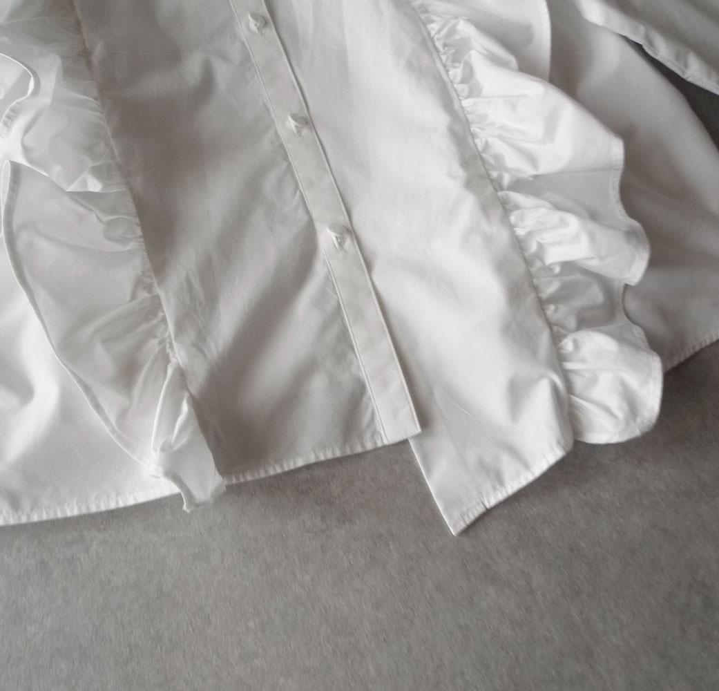 美品 ヘリンドットサイ 1,8万円 フリルブラウス ホワイト HeRIN.CYE
