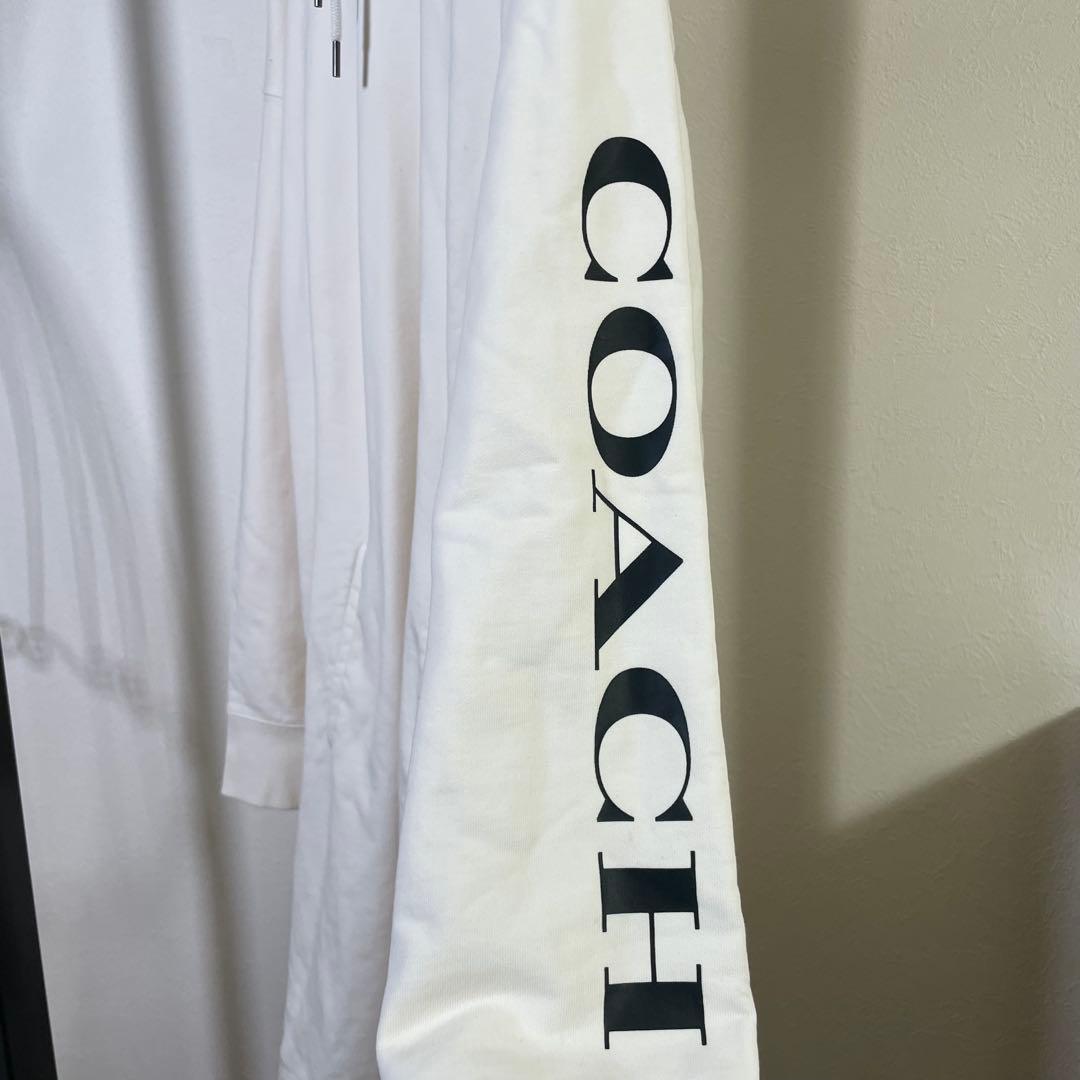 u*0様 COACH ホワイト フード付きパーカー オーバーサイズ　M