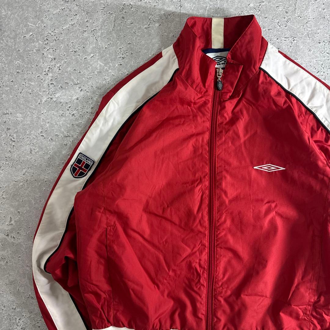 【希少】アンブロ 90s umbro ナイロンジャケット ジャージ レッド M
