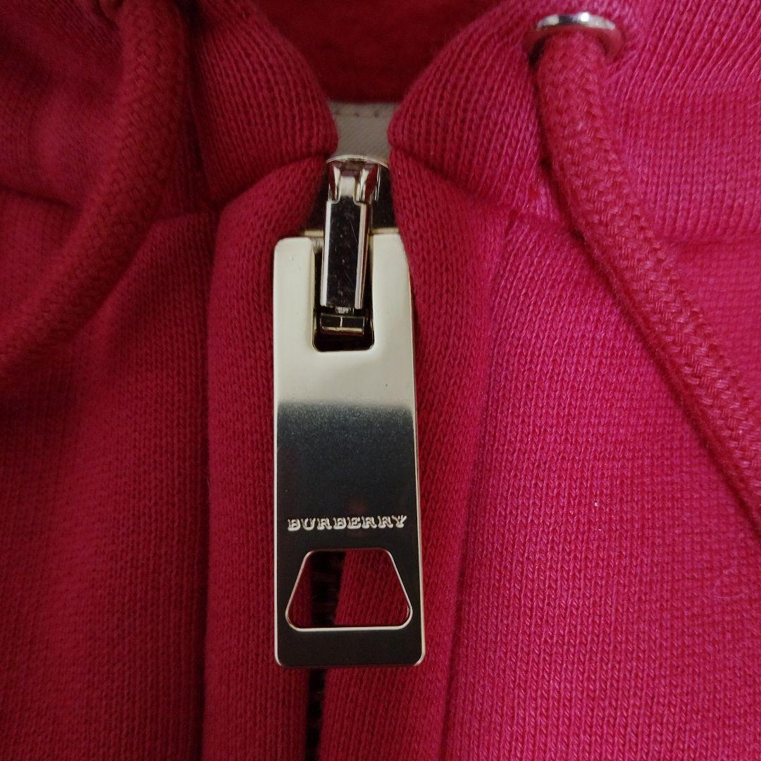 【美品】BURBERRY　メガ ノバチェック 赤 フード付きパーカー S 金