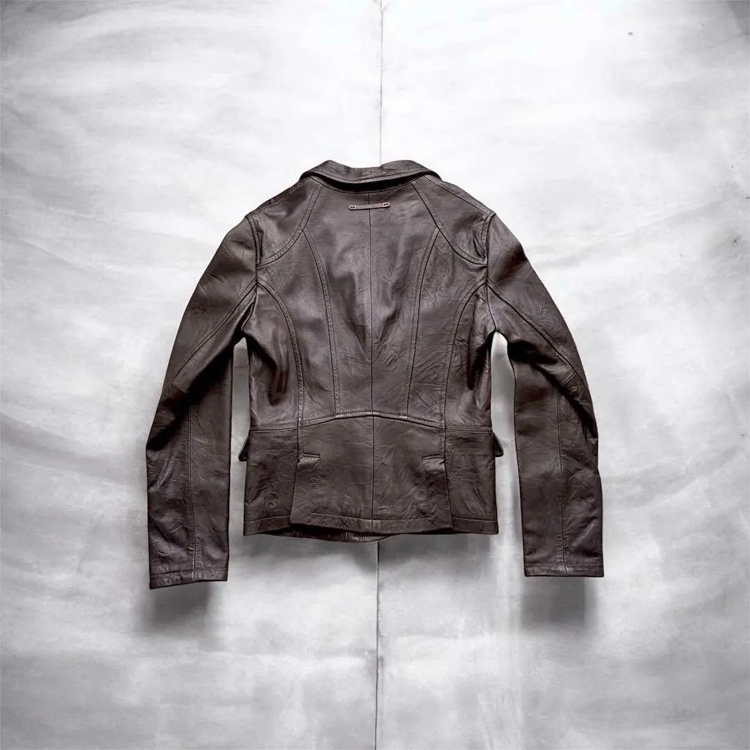 ARMANI archive 短丈 レザー テーラードジャケット ダークウェア