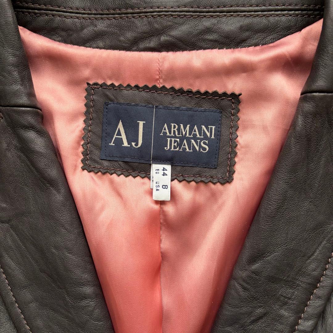 ARMANI archive 短丈 レザー テーラードジャケット ダークウェア
