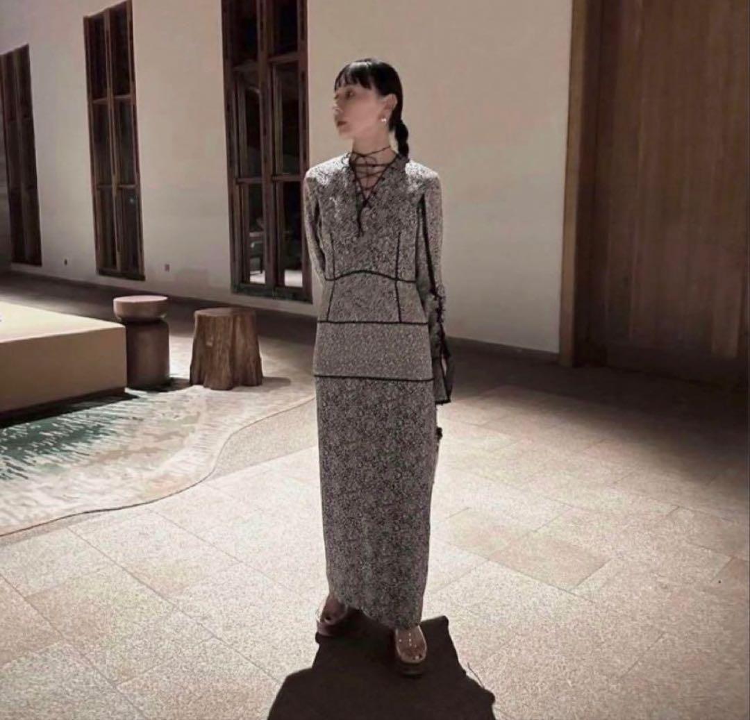 Ameri VINTAGE JACQUARD DRESS 代官山店限定