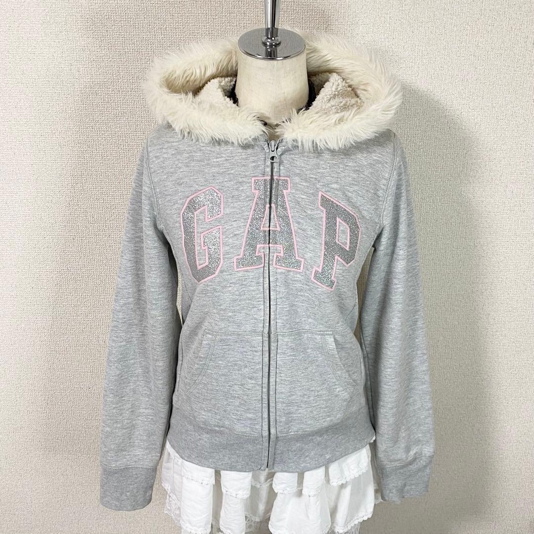 00s archive GAP ファーパーカー y2k 平成 ギャルピチ グレー