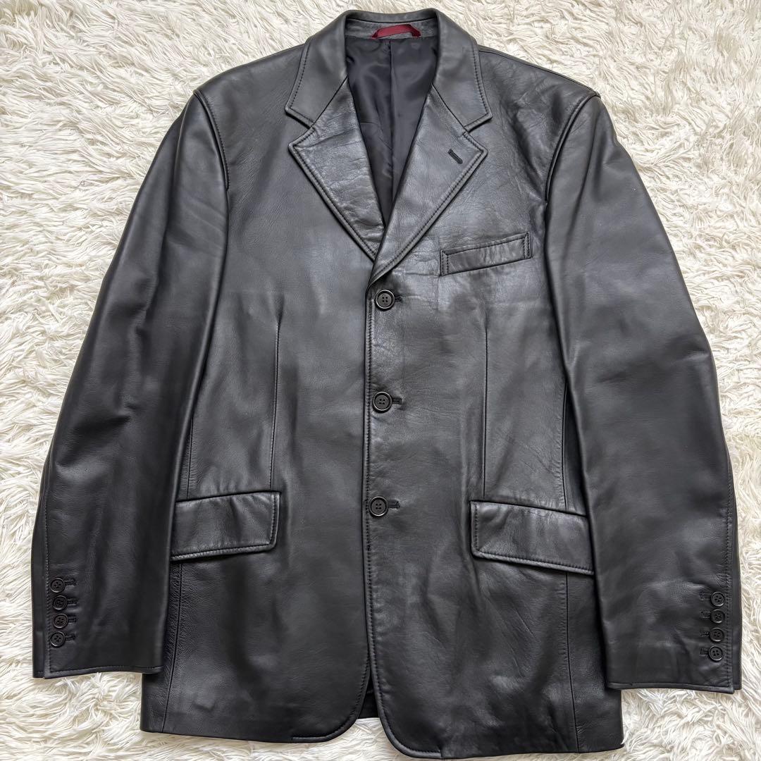 極美品　Paul Smith LONDON 羊革 テーラードジャケット L 黒