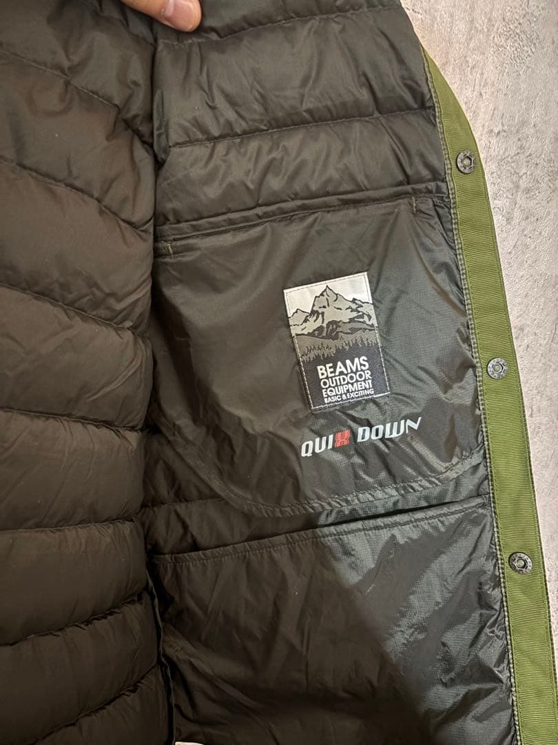 BEAMS別注Marmot ダウンベスト オリーブ Lサイズ