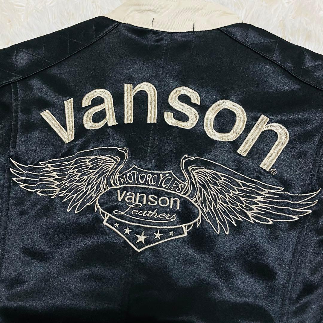 【美品】VANSON ボンディング ライダースジャケット 刺繍 ワッペン